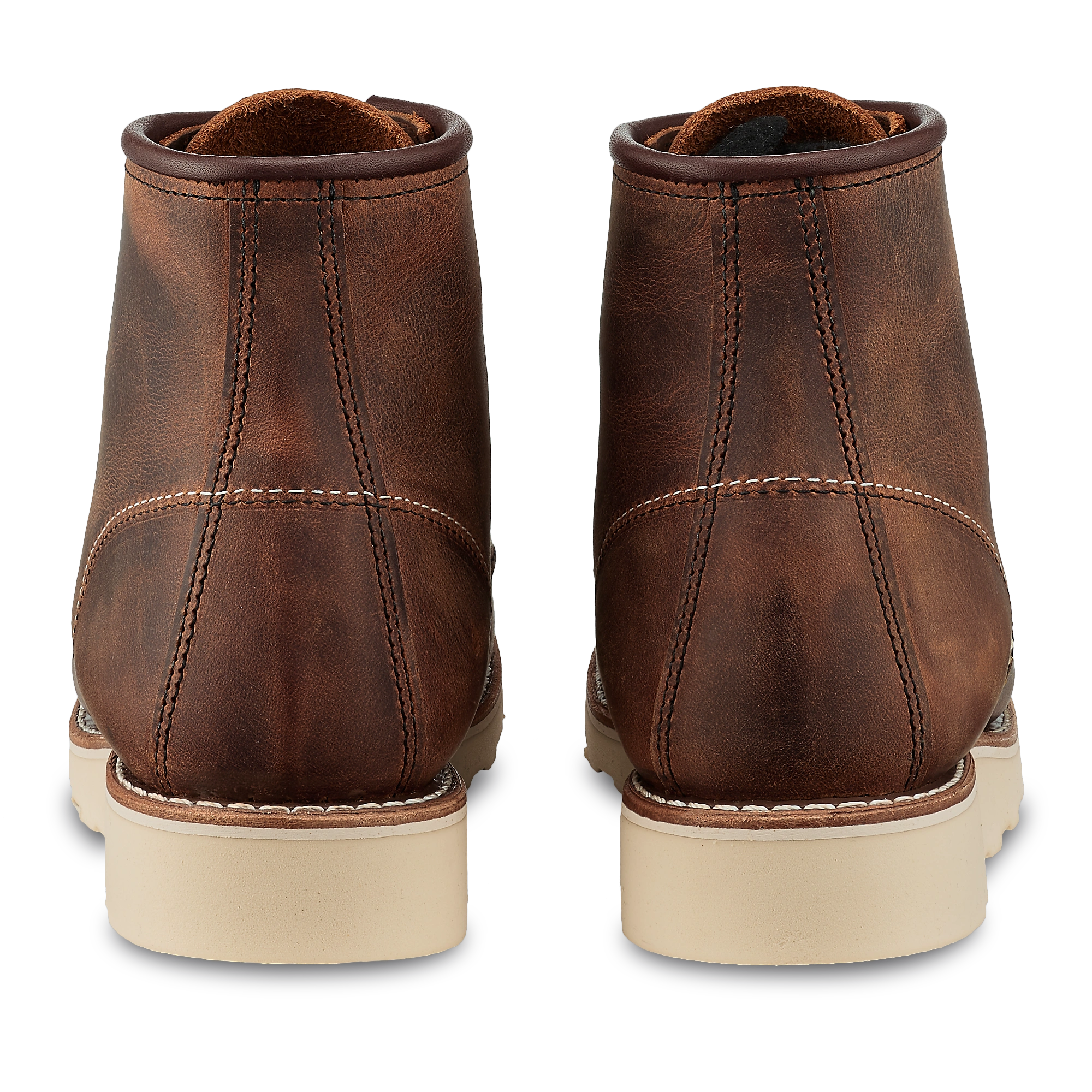 Copper Kiss: 6-Inch Moc Toe Boots for Her - Rough & Tough Style.