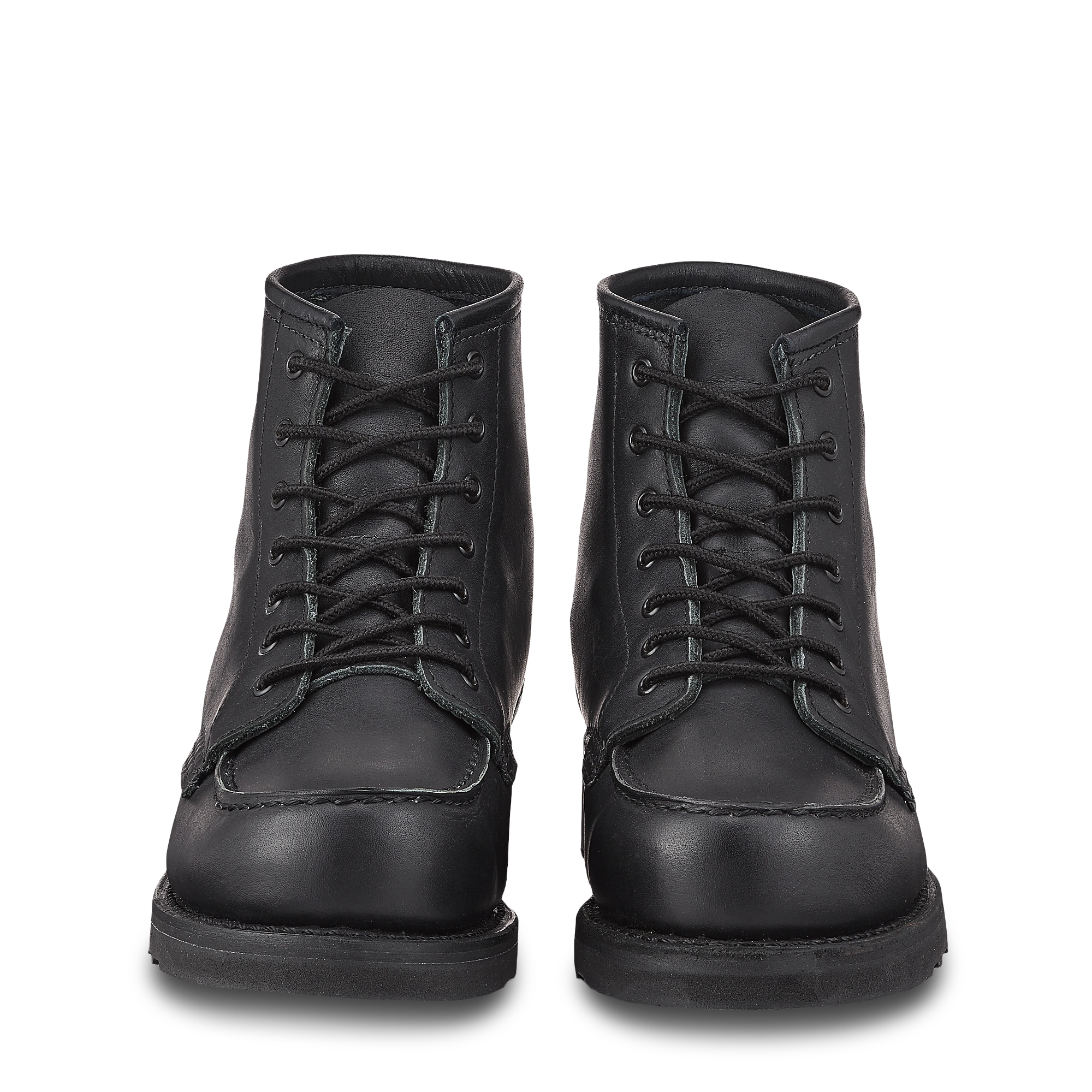Chunky Moc Toe Boots Black Leather Women's Rugged Style